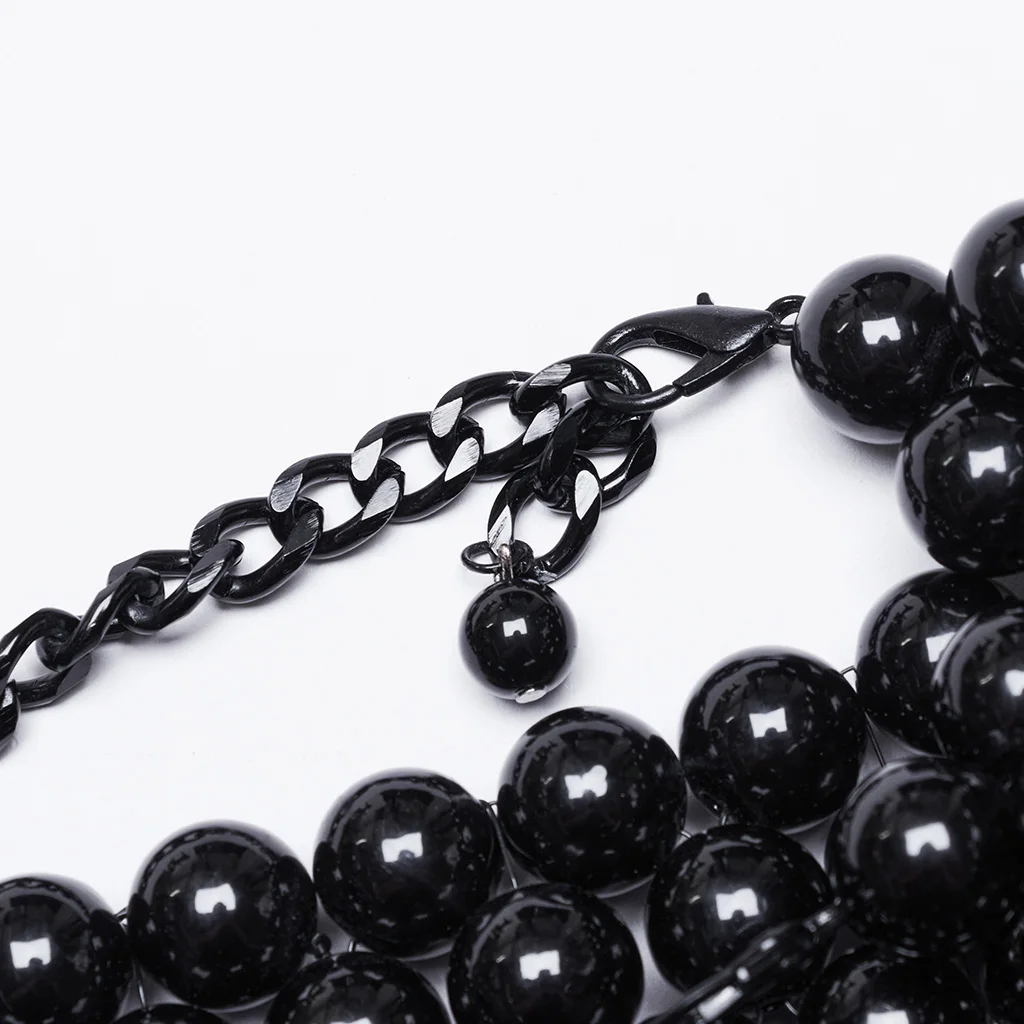 PUNK RAVE Women Gothic Black Resin Skull Beaded Neck Harness Multi Layer Tassel Shoulder Cape Accessory WS739 - view 5