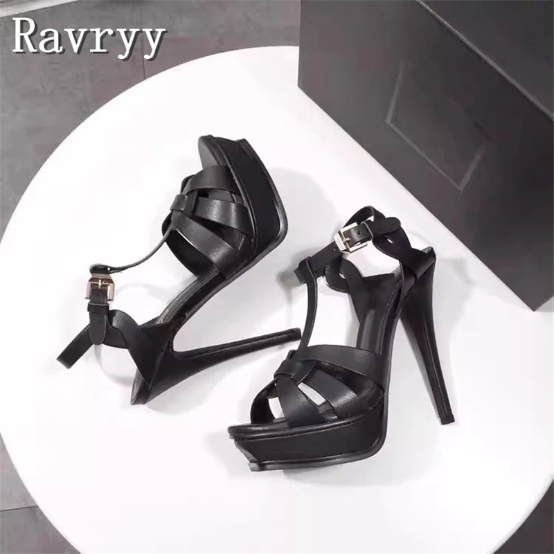 Designer Platform Super High Heels Sandals Women Summer New Open Toe Buckle Ankle Strap Stiletto Wedding Party Shoes