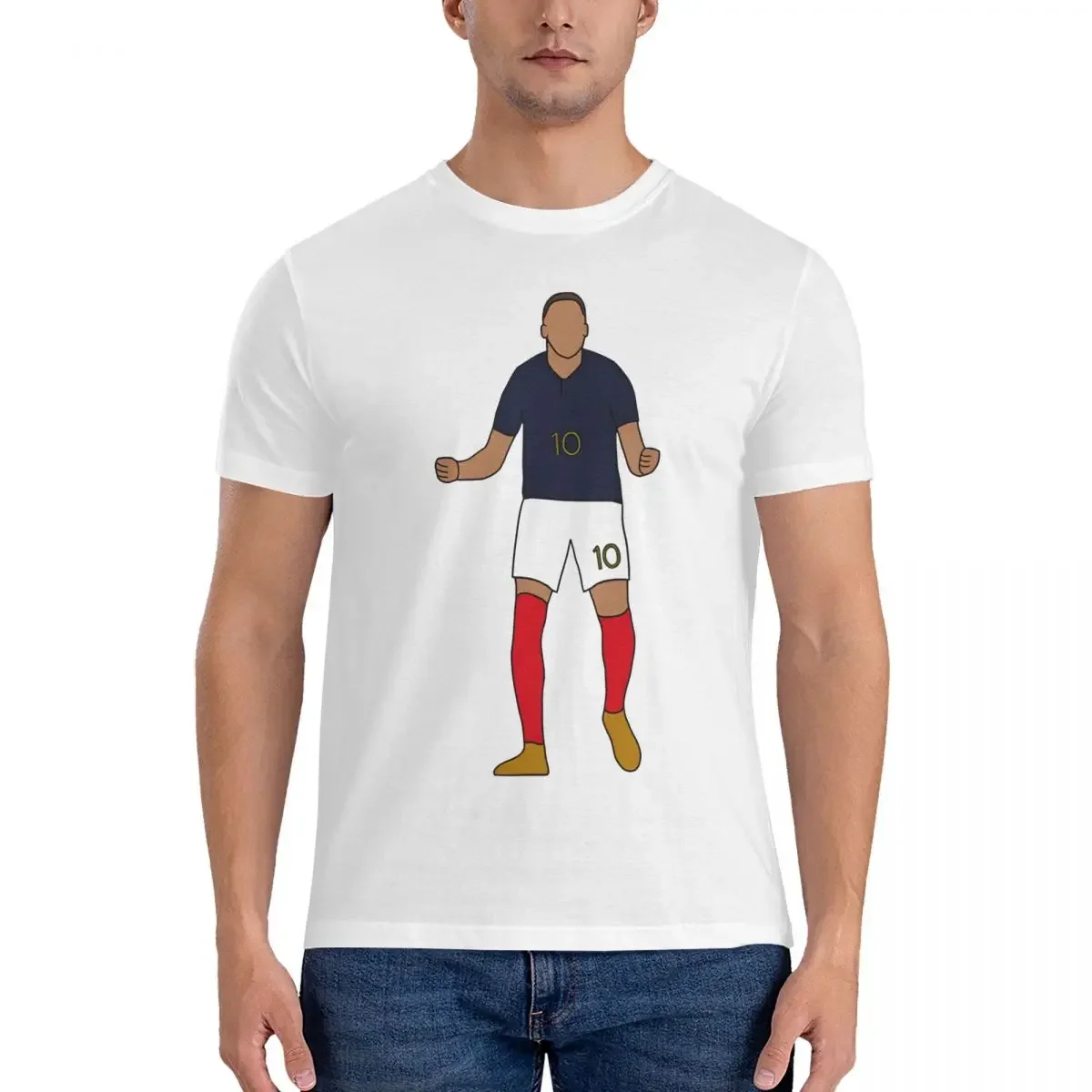 Funny Kylian Jersey Art, France, Football Wall Art, Minimalist Crewneck Pure Cotton T Shirt Mbappe Short Sleeve Tee Shirt