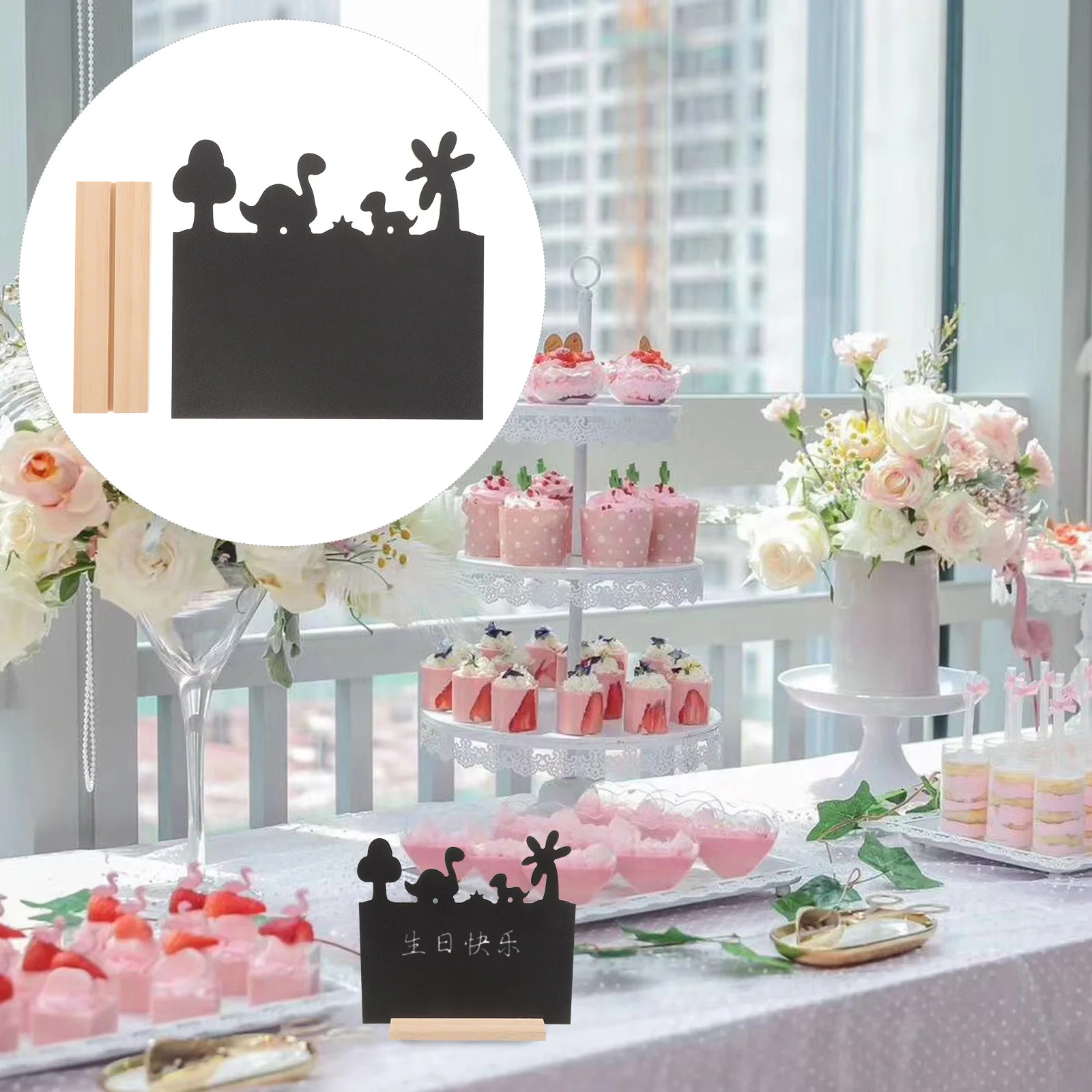 Wooden Chalkboard Sign Small Tabletop Black Board For Party Wedding Dessert Menu Display Mini Chalkboard Easel Food Table Marker