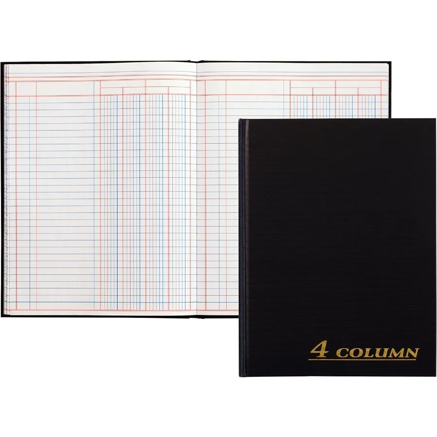 4Column Account Book with Black Cloth Cover Ideal for Financial Tracking and Expense Management Measures 9.25 x 7 Inches Contai