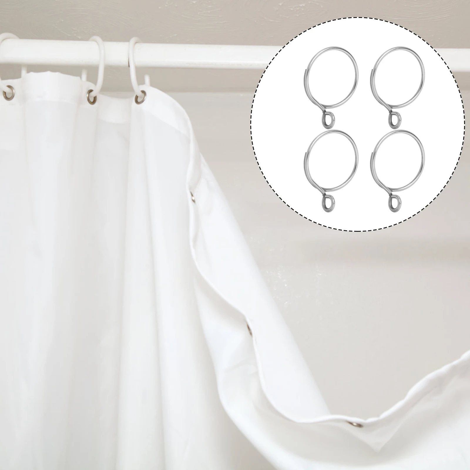 

36pcs Curtain Rings Stainless Steel Practical Bedroom Bathroom Tools Hanging Accessories Roman Hangers