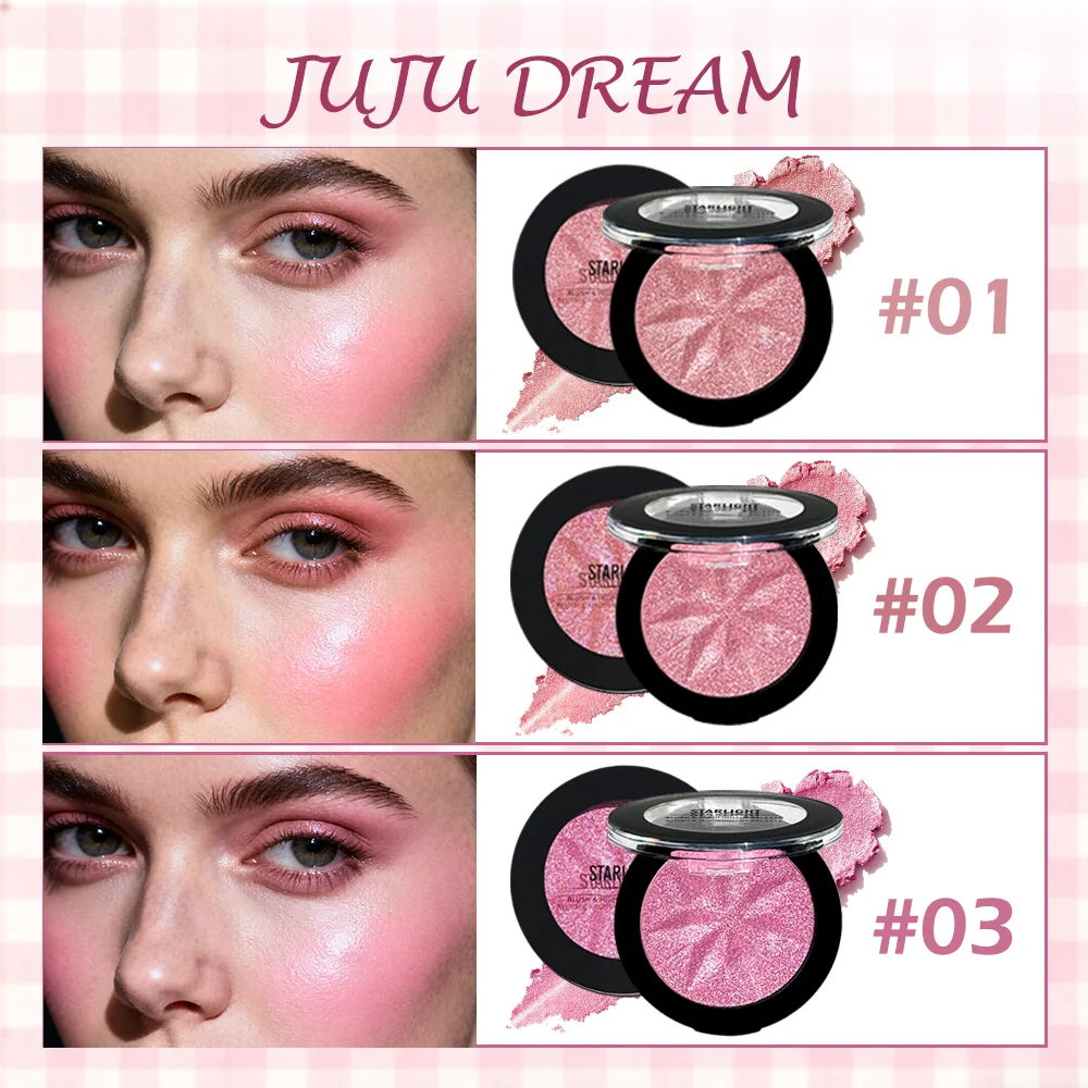 Glam Shimmer Starlight Blush - High-Shine Glitter Finish, Brightens Cheeks for Natural/Glam Makeup, Perfect for Daily/Party