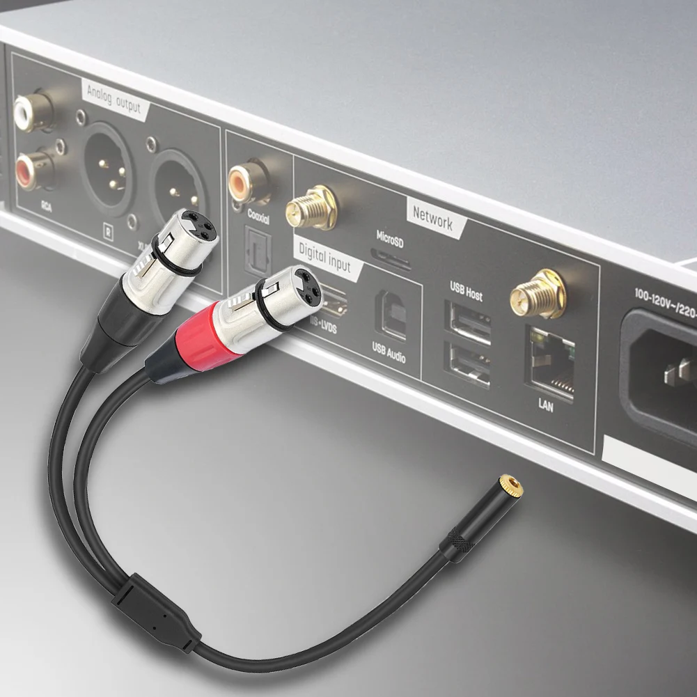 3.5mm 1/8 To XLR Microphone Cable Stereo TRS To Dual XLR Female Transforming Cord for Stereo Mic To L & R Audio Track