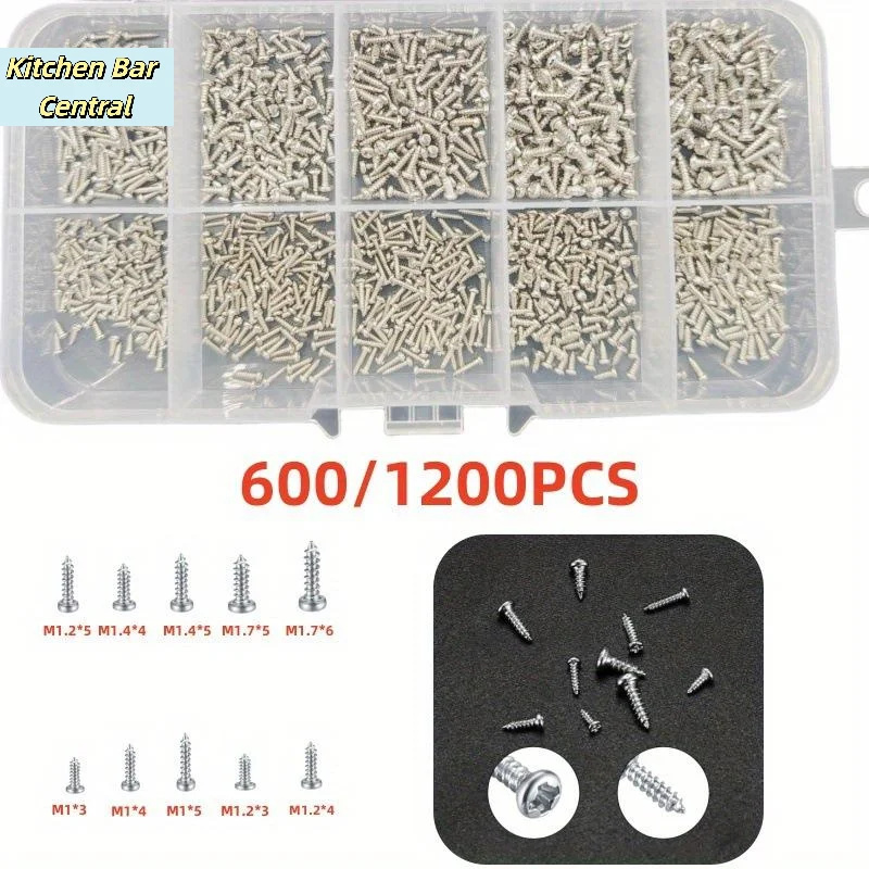【600/1200PCS Mini Crosshead Metal Screws Classification Kit Miniature Self-tapping Screws DIY Accessories】