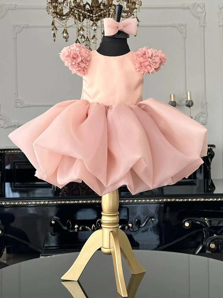 

Fashion Baby Girl Princess Petal short sleeved Dress Infant Toddler Child Vintage Vestido Party Pageant Birthday Ball Gown 1-12Y