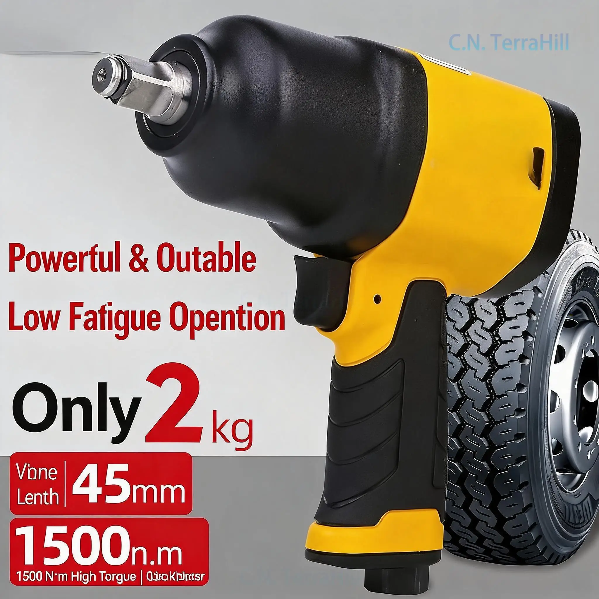 Pneumatic Impact Wrench High Torque Air Tool Heavy Duty Auto Repair 1/2 Inch Drive