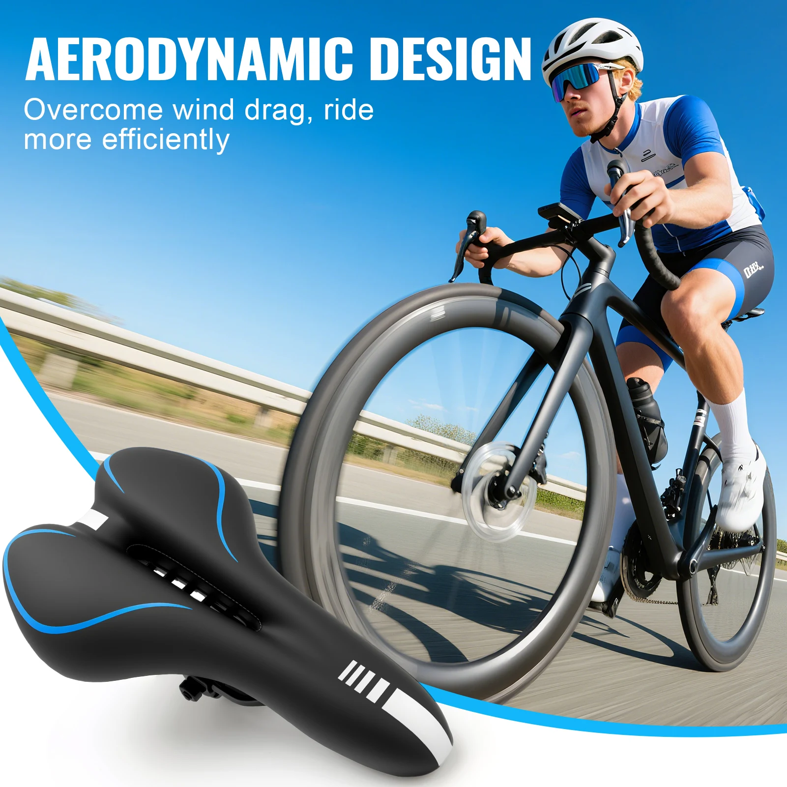 

Soft Bicycle Saddle Outdoor Cycling Comfortable Shock-absorbing Cushion Quick Rebound Universal Bicycle Seat Cushion Riding Tool