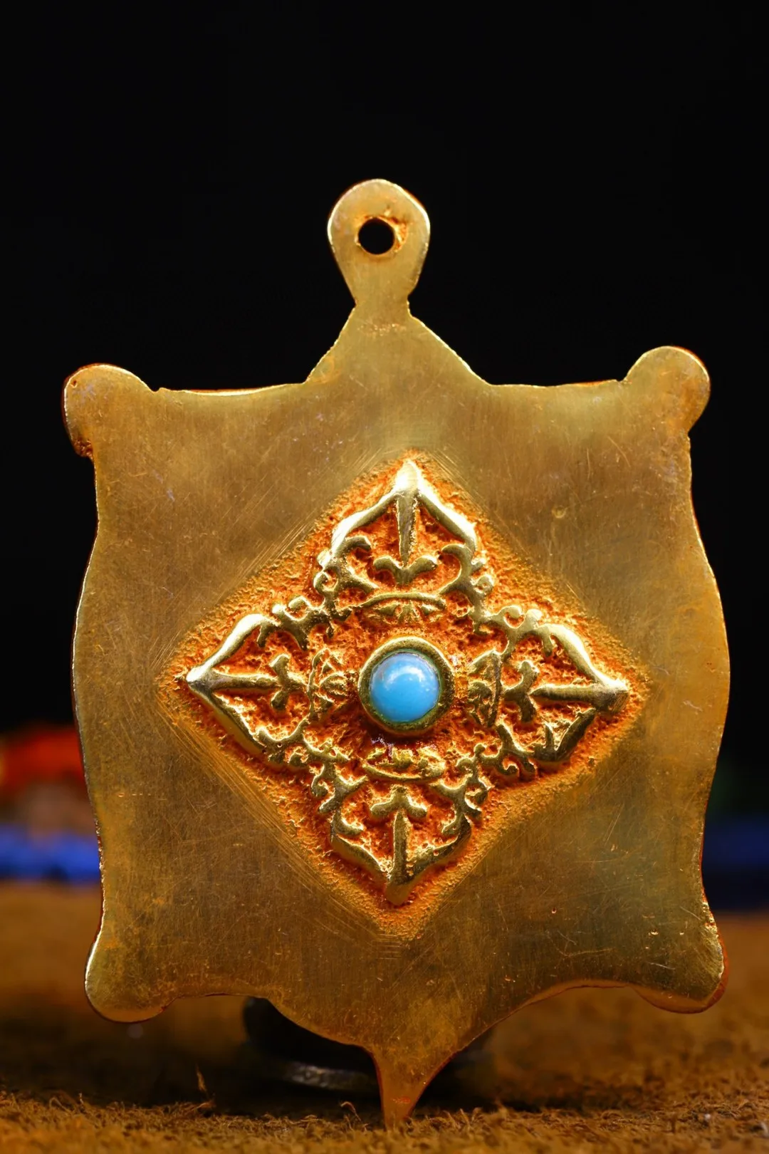 Tibetan bronze hand-carved gold-plated square Jiugong Zodiac tag pendant beads necklace pendant jewelry