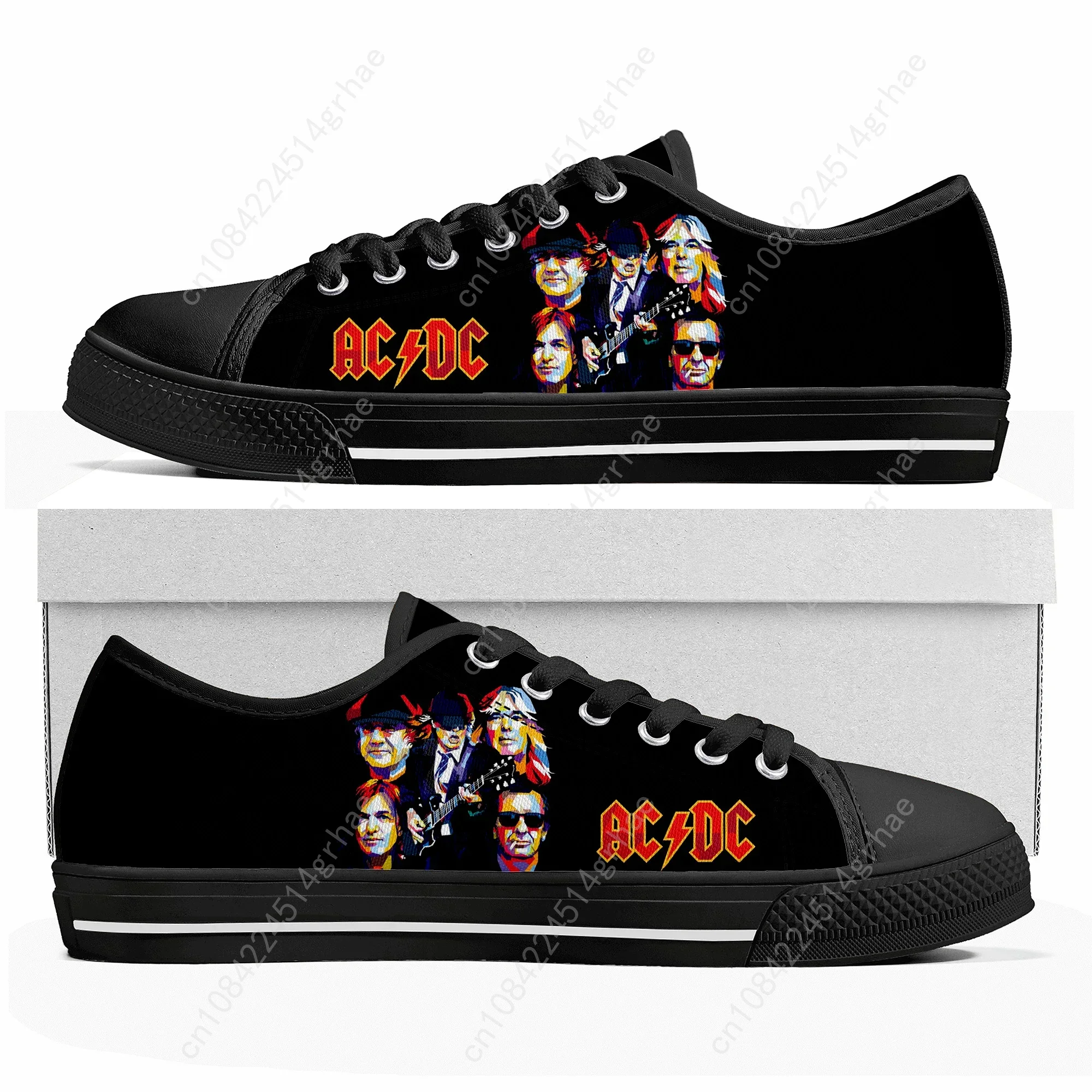 A-AC Rock Band D-DC Low Top Sneakers Mens Womens Teenager High Quality Canvas Sneaker Casual Couple Shoes Custom Made Shoe Black