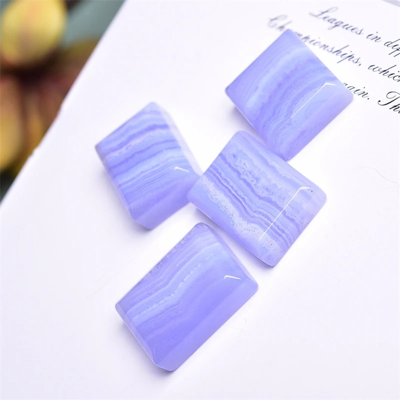 

4PCS Natural Blue Lace Agate Cube Pendant Healing Fengshui Stone Reiki DIY Jewelry Accessories Holiday Gift 23X18MM