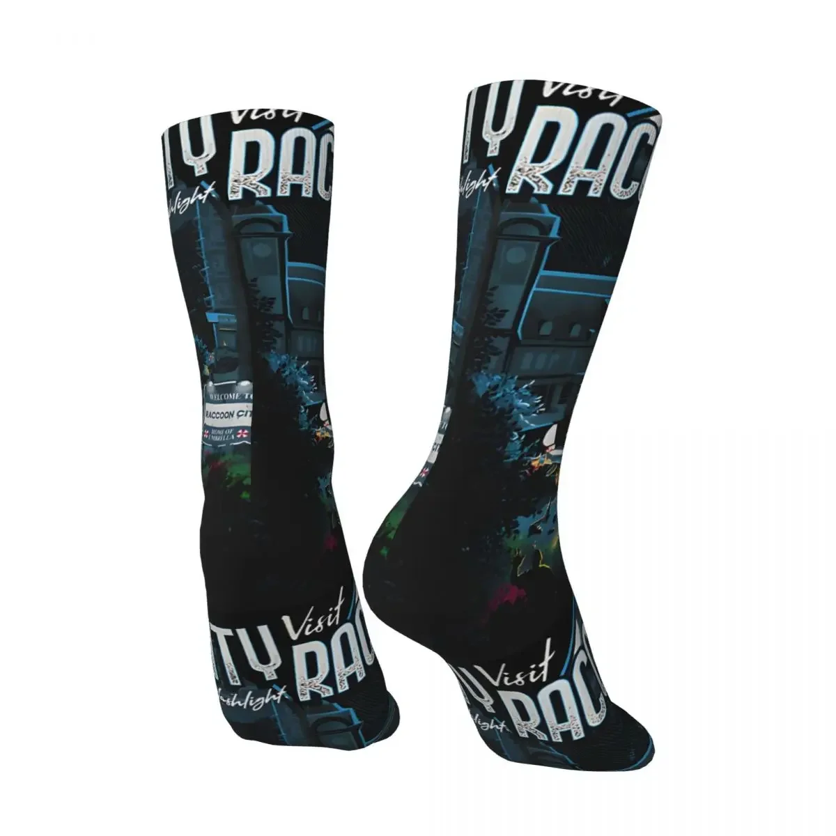 Visit Raccoon City Men's Socks Retro Harajuku R-Resident Evil Game Street Style Novelty Pattern Crew Sock