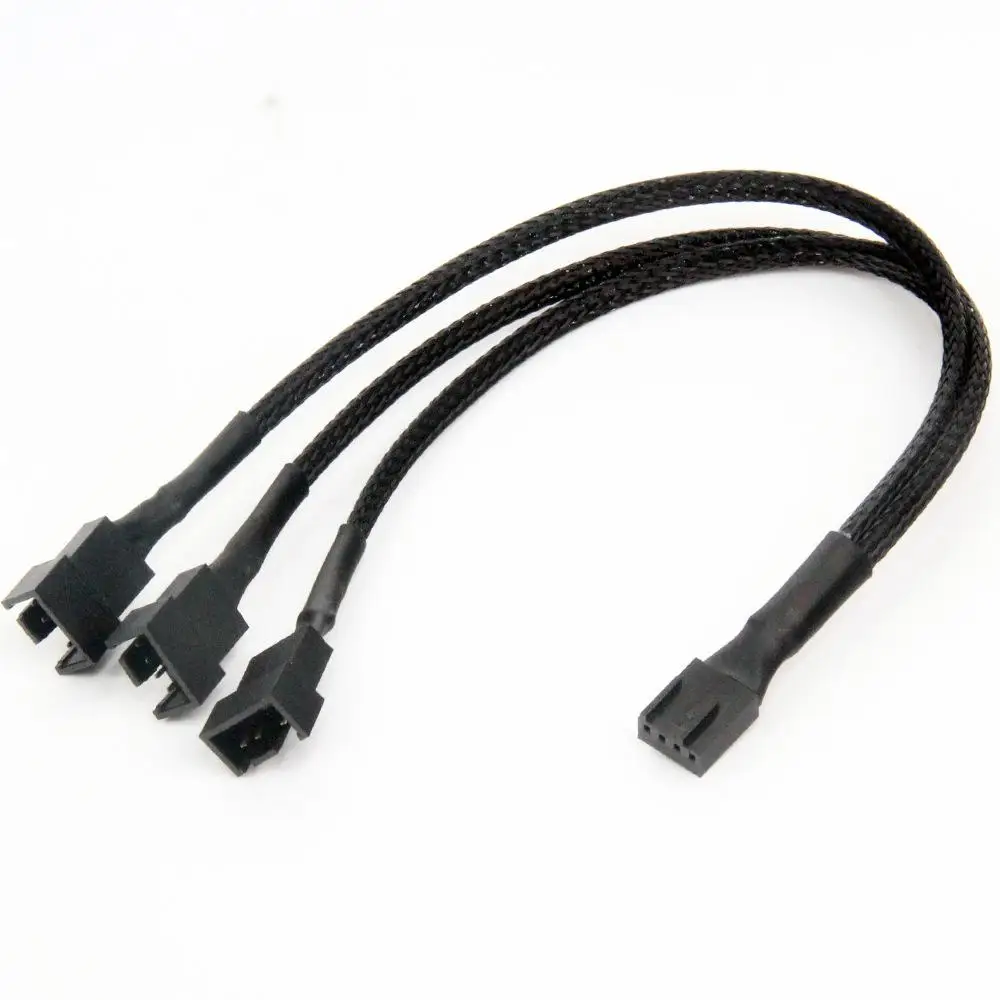 Dteedck 4-pin 1 to 3 Way PWM Fan Splitter Cable Cooled 1 to 2/3/4 Way Tap Sleeve Extension Braided Cable Extension fan connector