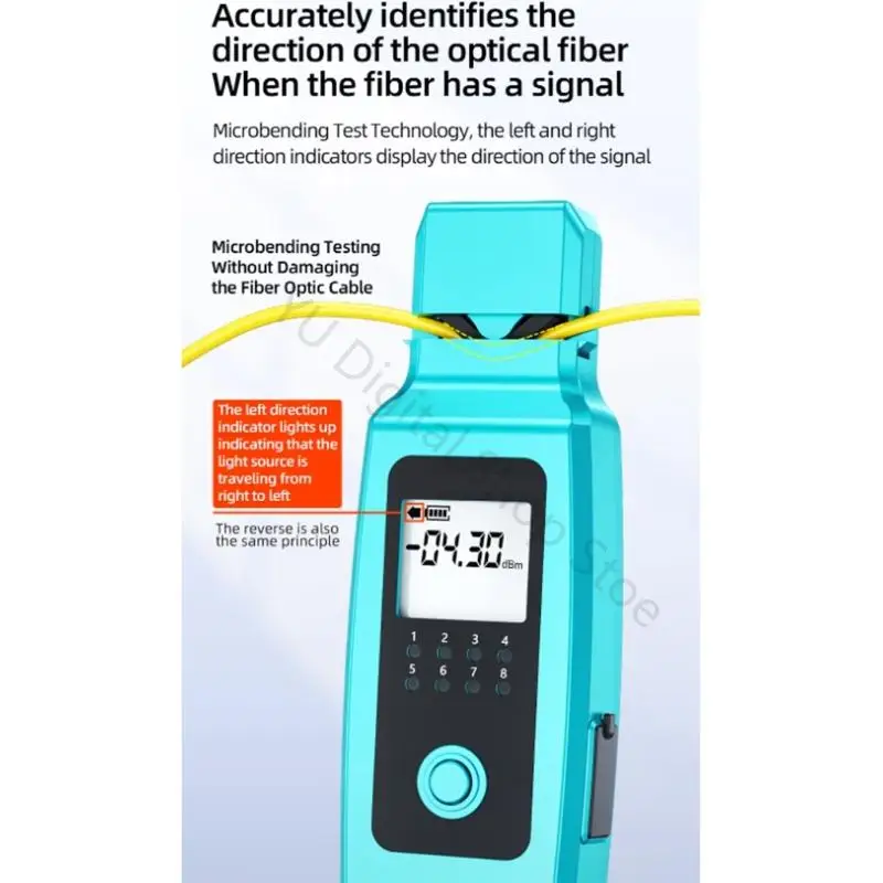 96BA Opt Fiber Tester with Clamp, Rechargeable Handheld Instrument for Signal Identification, Cable Testing and LED Work Light