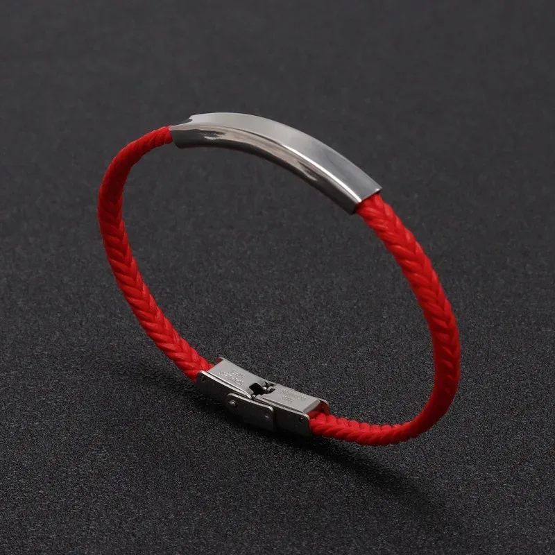 Custom Text Thin Rope Stainless Steel Bracelet For Women Logo Name Engrave Handmade Women Id Bracelets Jewelry