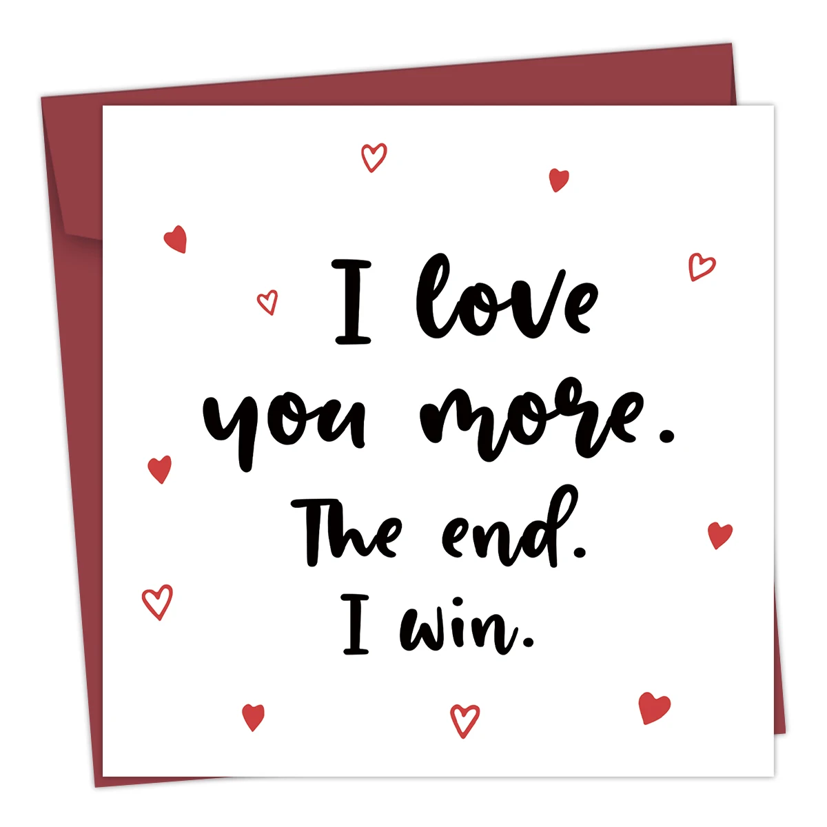 �I Win and I Love You More“-Grußkarte mit Umschlag, romantische Jubiläums-Geburtstagskarte für Ehemann, Ehefrau, Freund, Freundin – Detail 3