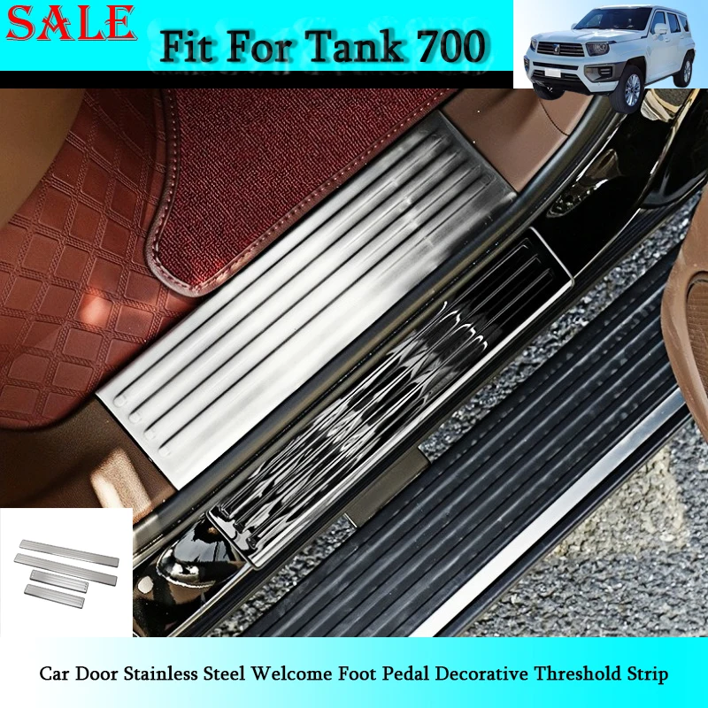 Fit for Tank 700/700 Hi4-T Car Door Stainless Steel Welcome Foot Pedal Decorative Threshold Strip Auto Exterior Decorative Parts