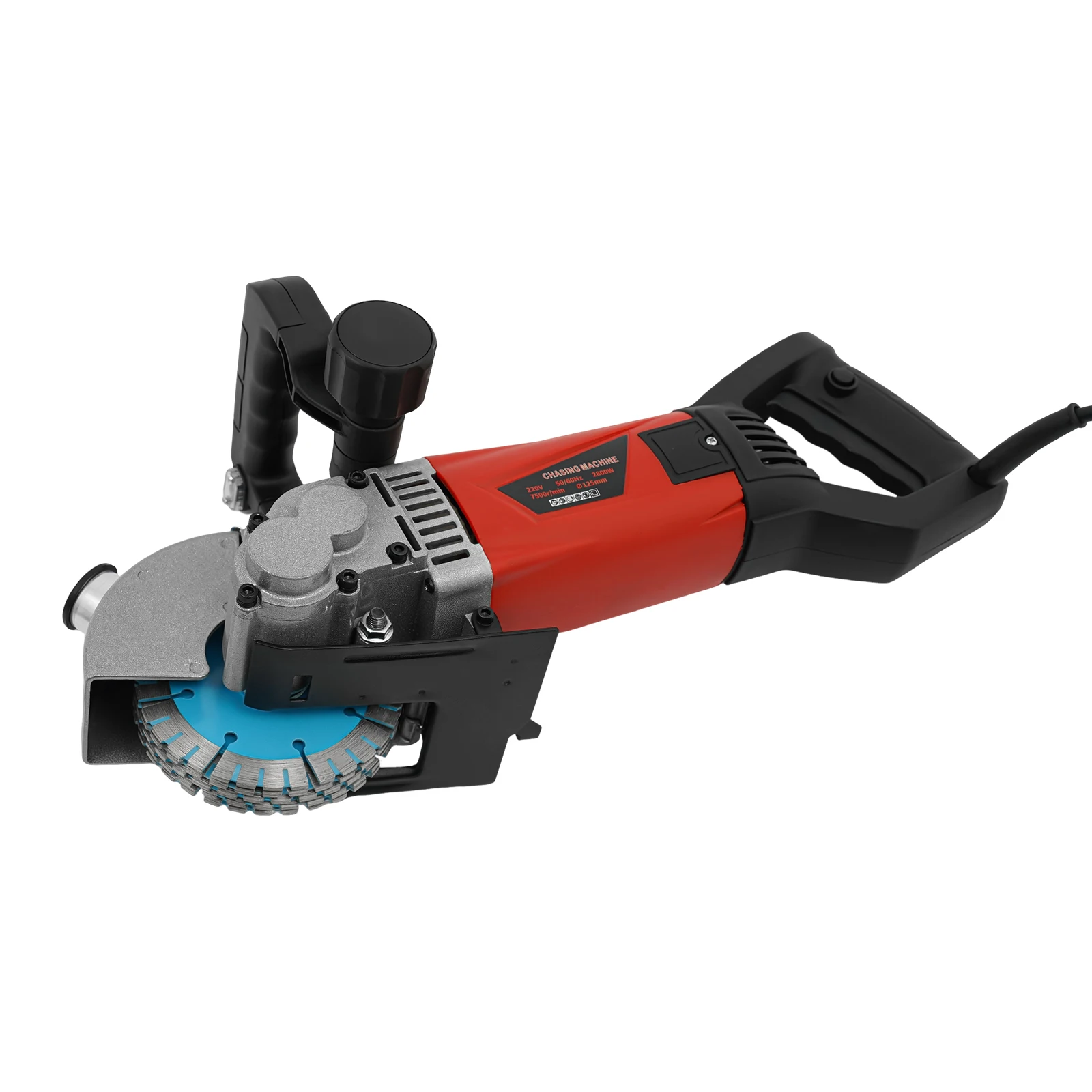 Staubfreier Wandfräser mit Laser-Zielhilfe | 2800W 125mm Elektrische Schlitzfräsmaschine mit 5 Klingen | Betonschneider – Detail 13
