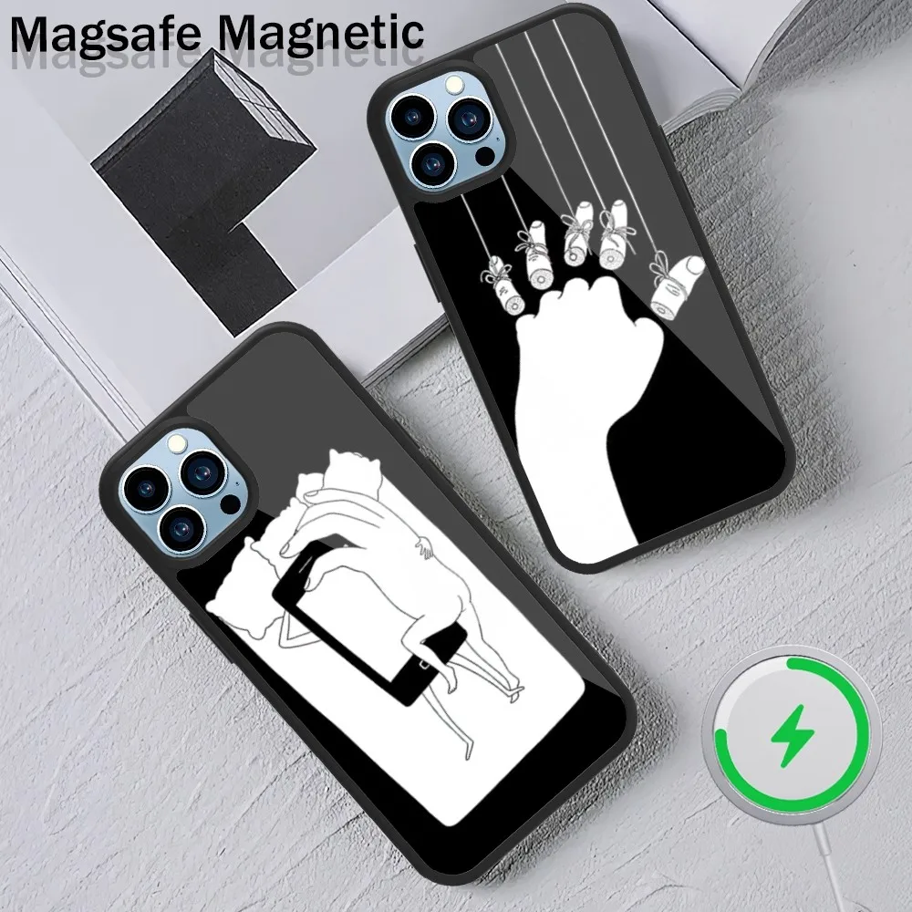 Mrzyk Moriceau Finger Surreal Inset Phone Case For iPhone 15 14 13 12 11 Plus Pro Max Magsafe Magnetic Wireless Charging