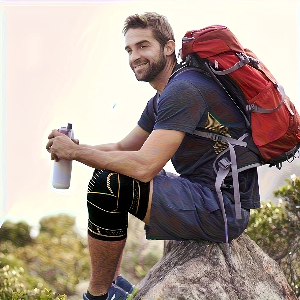 أكمام ركبة نحاسية مع شريطين للرياضة، للرجال والنساء، للجري وتسلق الجبال واللياقة البدنية وكرة السلة #5