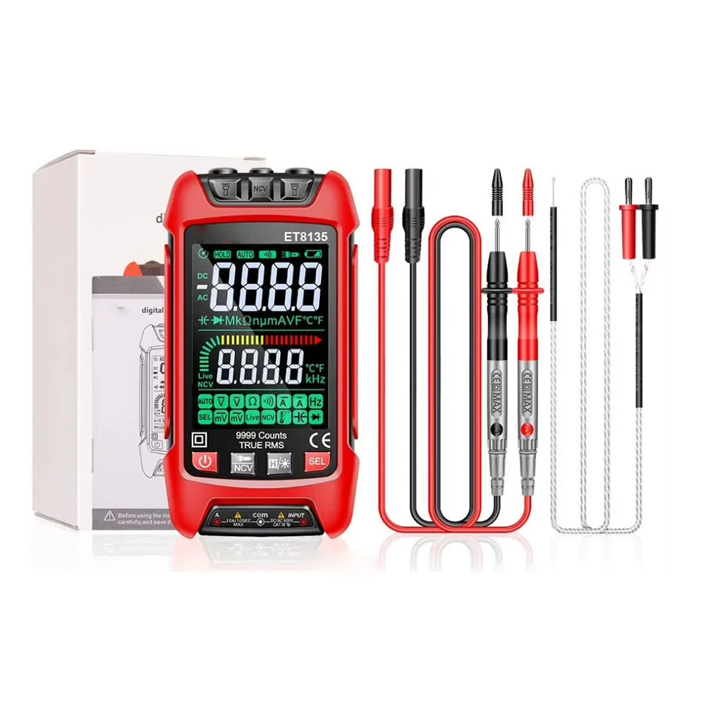 ET8135 9999-Digit Multimeter with True RMS Measurement Capability Color LCD Screen and Wide Range Electrical Parameter Testing