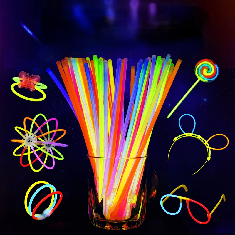 50 Pcs Colorful Party Fluorescence Light Glow Sticks Bracelets Necklaces Neon For Wedding Party Glow Sticks Bright Glow Stick