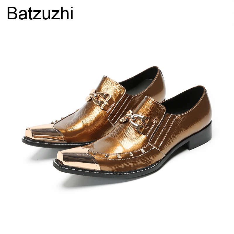

Batzuzhi New Design Men's Shoes Handmade Men's Leather Dress Shoes Pointed Toe Brown Business Shoes/Party and Wedding! Big Sizes