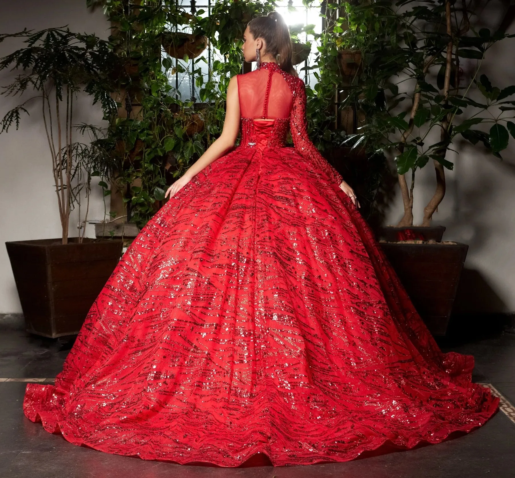 Red Charro Quinceanera Dresses Ball Gown One-shoulder Sequins Beaded Puffy Mexican Sweet 16 Dresses 15 Anos