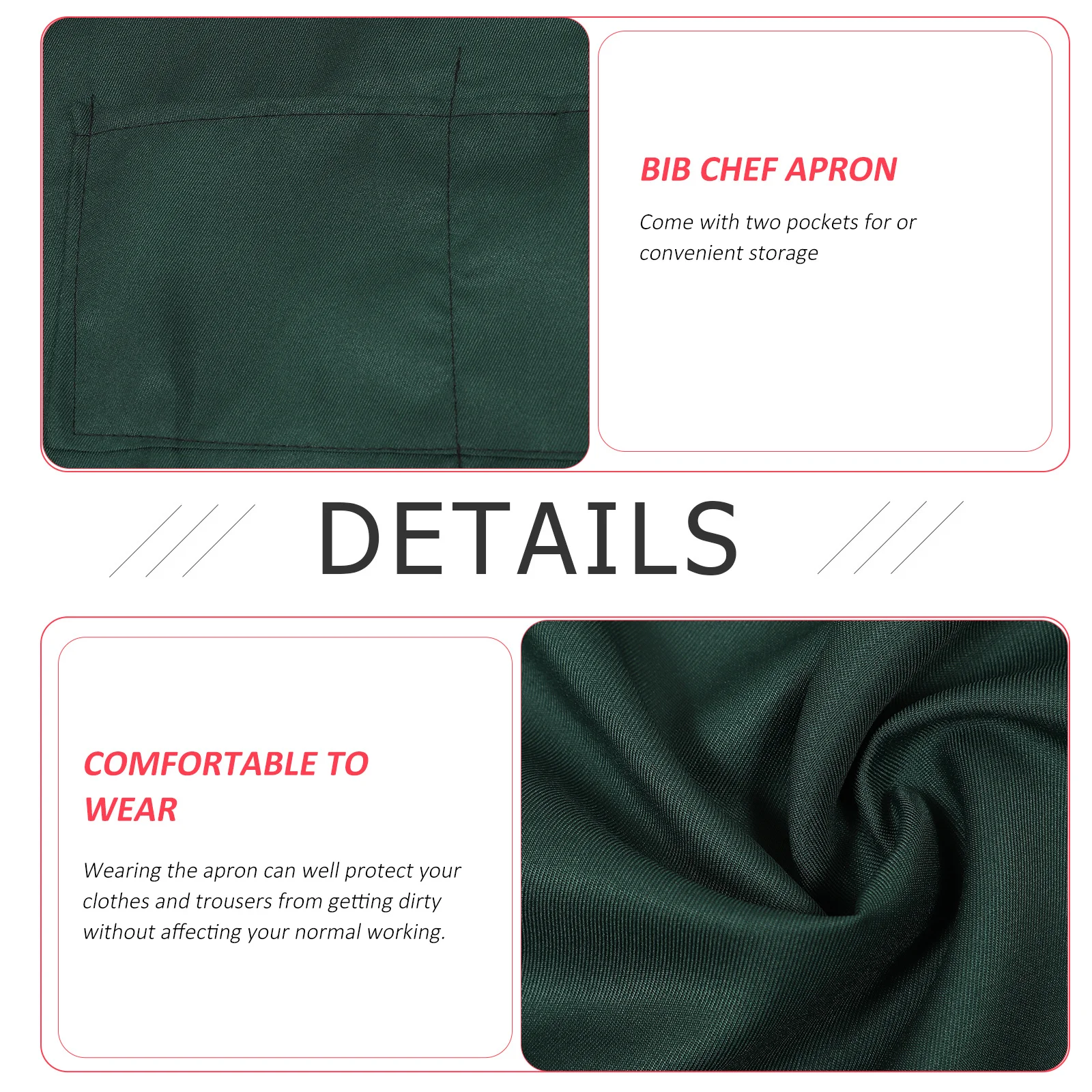 

Adjustable Neck Bib Apron 60X85Cm Blackish Green 2 Pockets For Kitchen Cafe Hotel Workshop Cooking Baking Cleaning