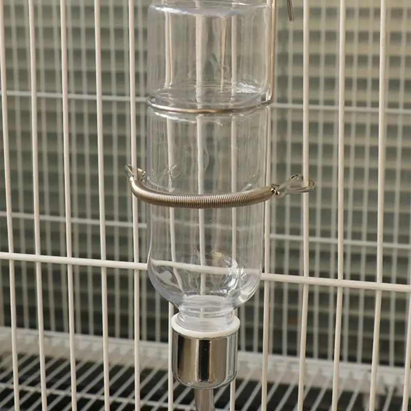 C90A Metal Spring with 2 Clips Durable Stainless Steel Small Animal Cage Accessories Fixing Water Dispenser for Rabbit