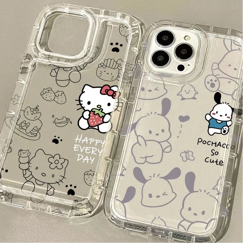 Przezroczyste etui Sanrio Hello Kitty Pochacco do iPhone\'a 15 14 13 12 11 Pro Max XR XS X 8 7 6 6S Plus SE 2020 Wstrząsoodporne silikonowe etui