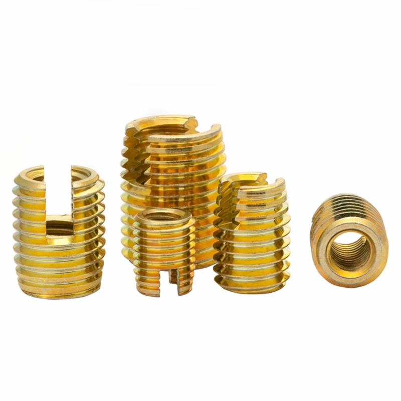 50pc/lot M3,M4,M5,M6,M8 Carbon steel Self tapping Thread Insert Self Tapping Screw Bushing Slotted Type Thread Repair kit
