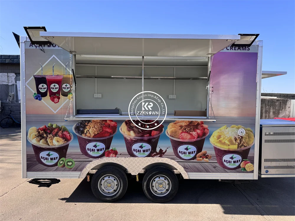 

Fast Food Trailer Pizza Snack Cart Street Restaurant Catering Trailer Fully Equipped Concession Food Truck Mobile Ice Cream Cart