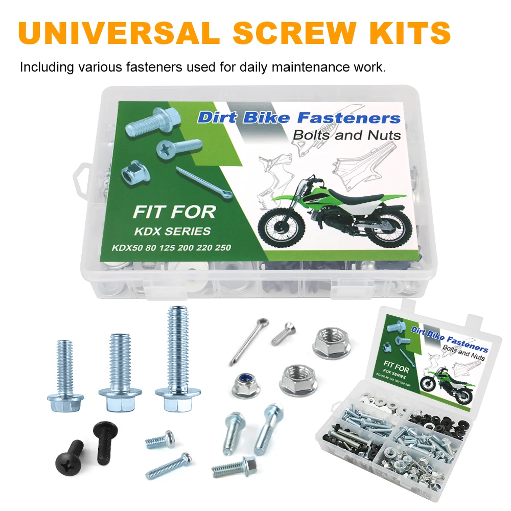 

220PCS Motorcycle Body Bolt Kit Complete Fairing Screws Side Covering Bolts For KAWASAKI KDX200 KDX220 KDX250 KDX50 KDX80 KDX125