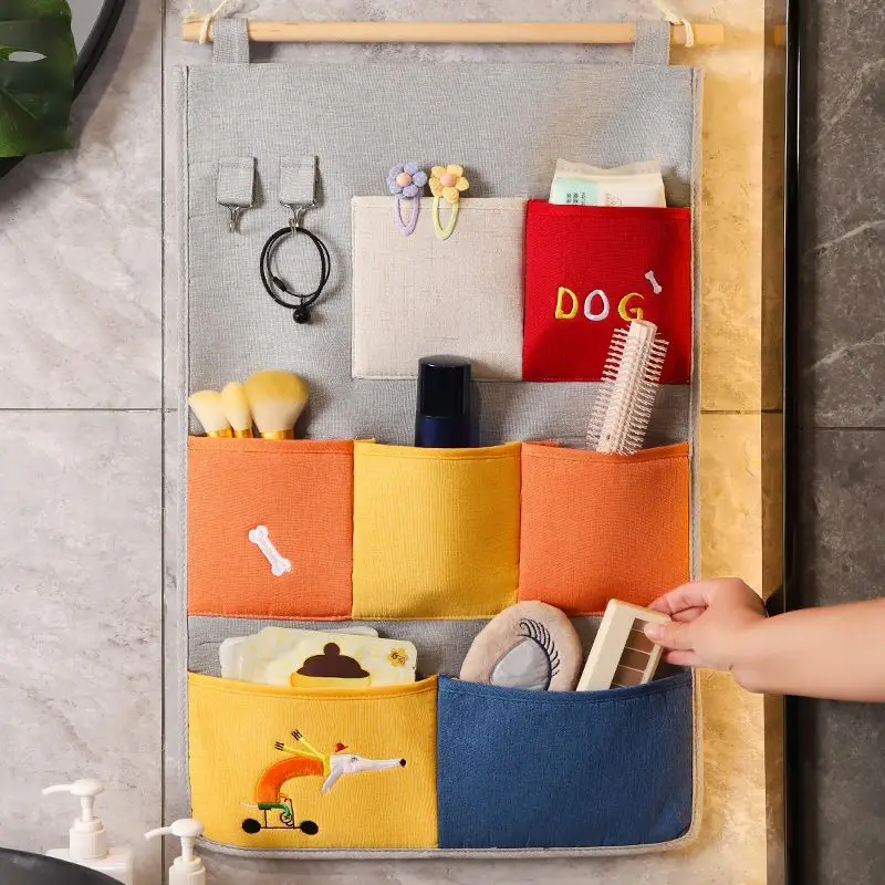 

Wall Hanging Storage with Multiple Pockets for Keys, Behind Door & Bedroom, Fabric Room Organizer with Individual Compartments