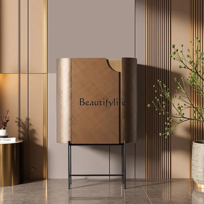 

04Italian light luxury wine cabinet living room high storage decorative cabinet