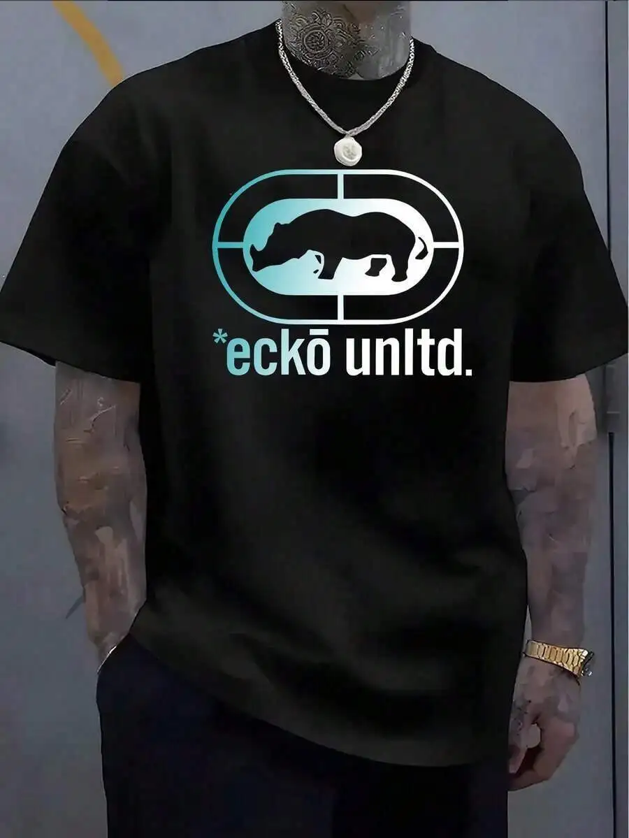 Camiseta Extra Grande 100% para Hombre y Mujer con Logotipo Ecko y Ecko Unltd. Estampado gráfico - Camiseta informal de verano de manga corta con cuello redondo para atuendos informales, actividades al aire libre y deportes, ropa versátil, tela duradera, ajuste cómodo, moda urbana