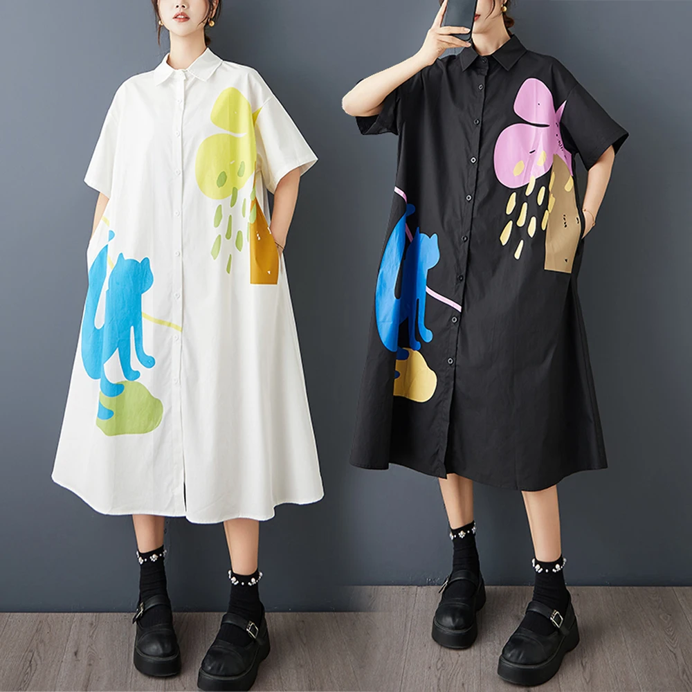 فستان قميص نسائي مرقع من NYFS لصيف 2025 فستان كوري بأكمام قصيرة رداء Elbise Pint للسيدات #5