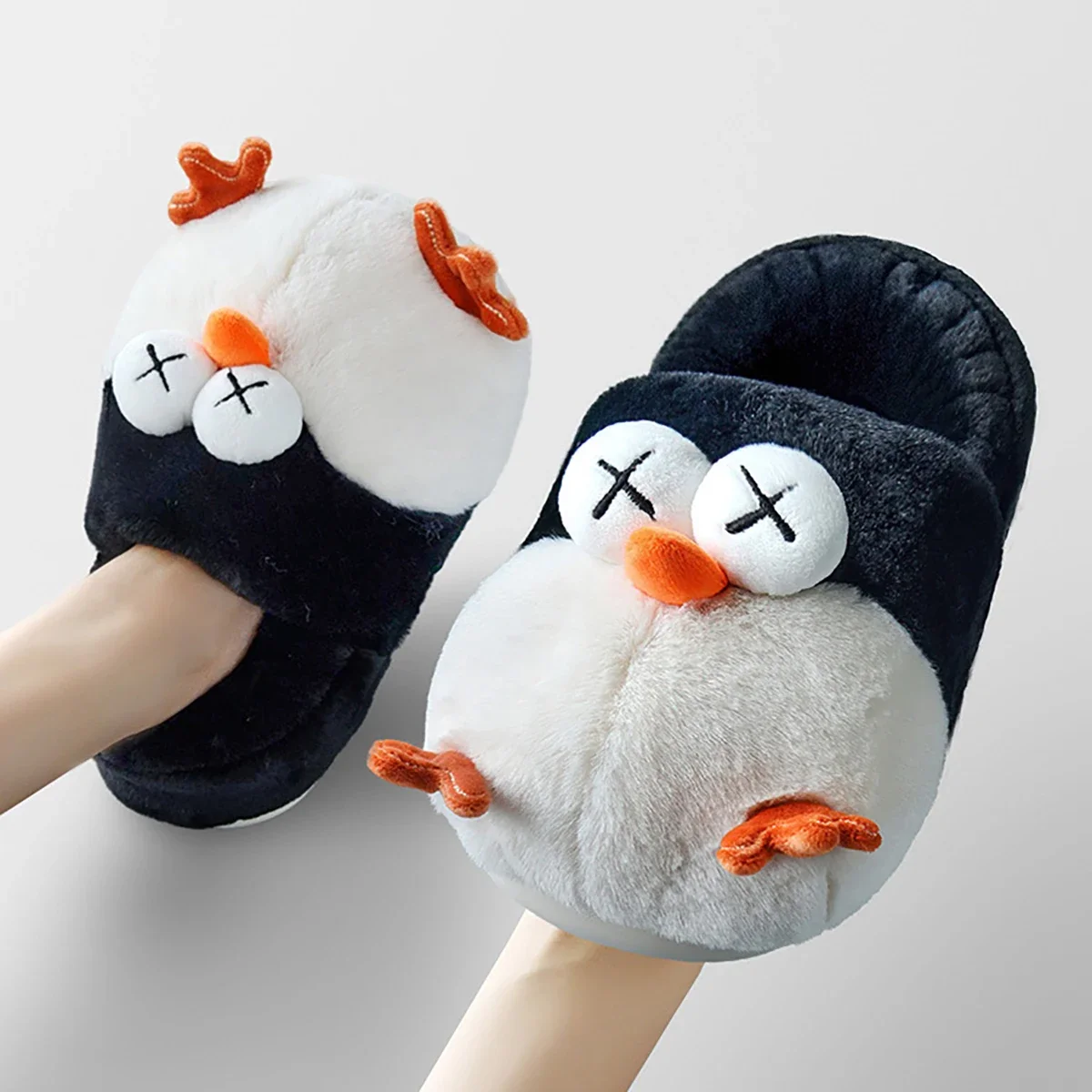 Women\'s Home Slippers Cute Cartoon Bird Cotton Slippers Winter Warm and Anti Slip Slippers