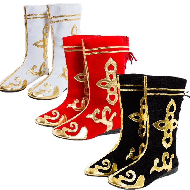 

Medieval Mongolian Boots Sun Wu Kong Cosplay Shoes Monkey King Shoes Swordsman Knight Role Play Minority National Dance Boots