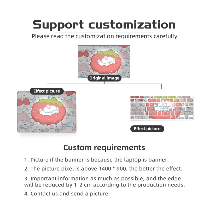 Laptop Sleeve Case DIY Kawaii Hard Shell For Macbook Air13 A2337 A2338 ProA2681 A2485 A2941Waterproof Sleeve Case keyboard Cover