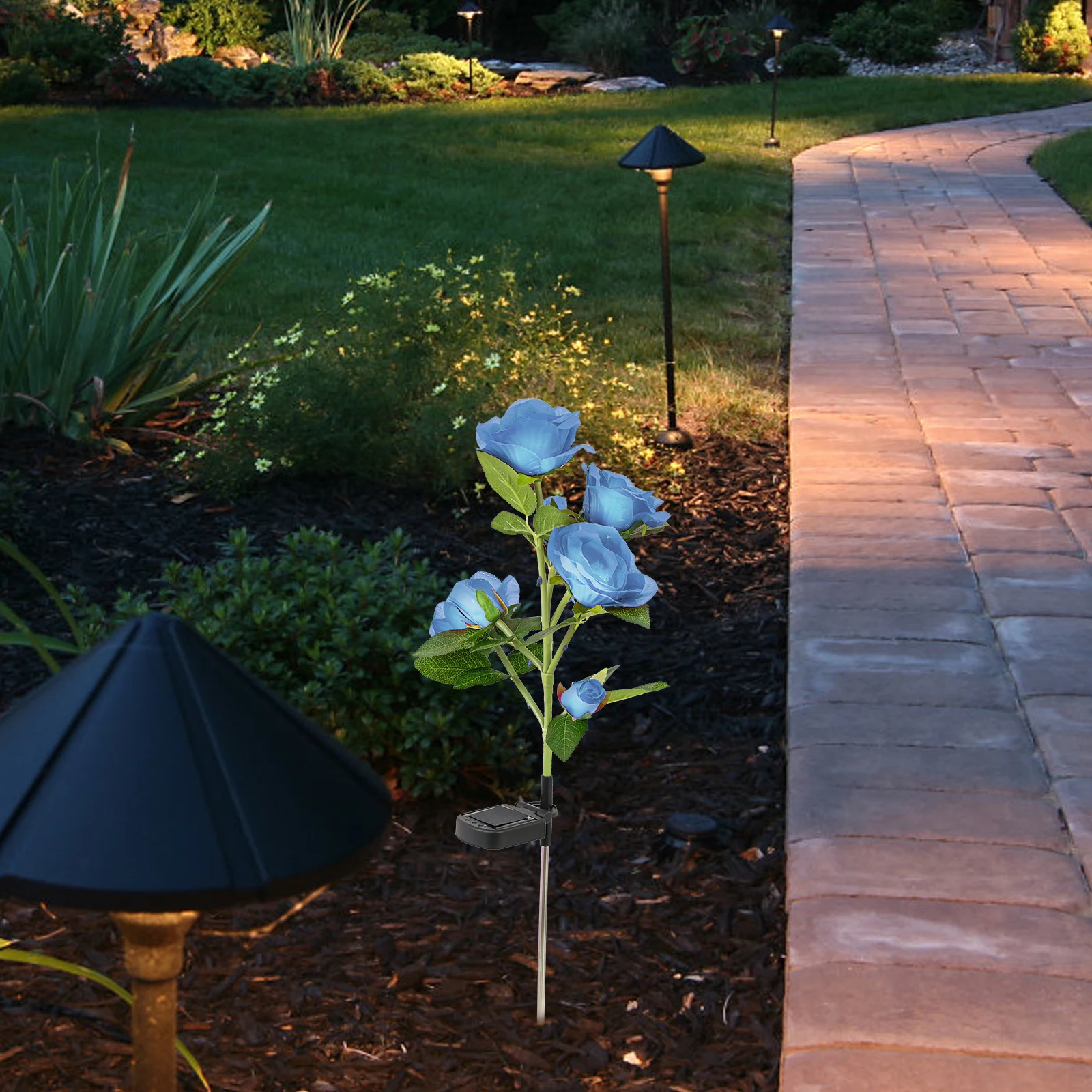 

Rose 7 Yellow LED Outdoor Lawn Light Lamp for Garden Yard Decoration Solar Lamp Lawn Adorn Solar Powered Lighting