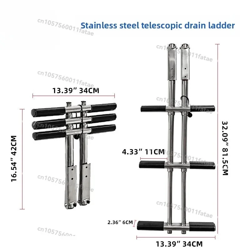 Expedition Boat Stainless Steel Ladder Telescopic Three-section Gangway Anti-corrosion, Anti-rust and Anti-skid Marine Hardware