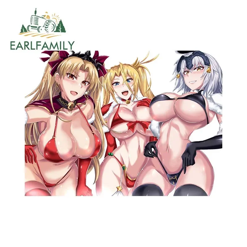 EARLFAMILY Alter Ereshkigal Ahegao Girls Car Stickers Chest NSFW Booty Waifu Car Accessories Vinyl Sunscreen Rearview Decals