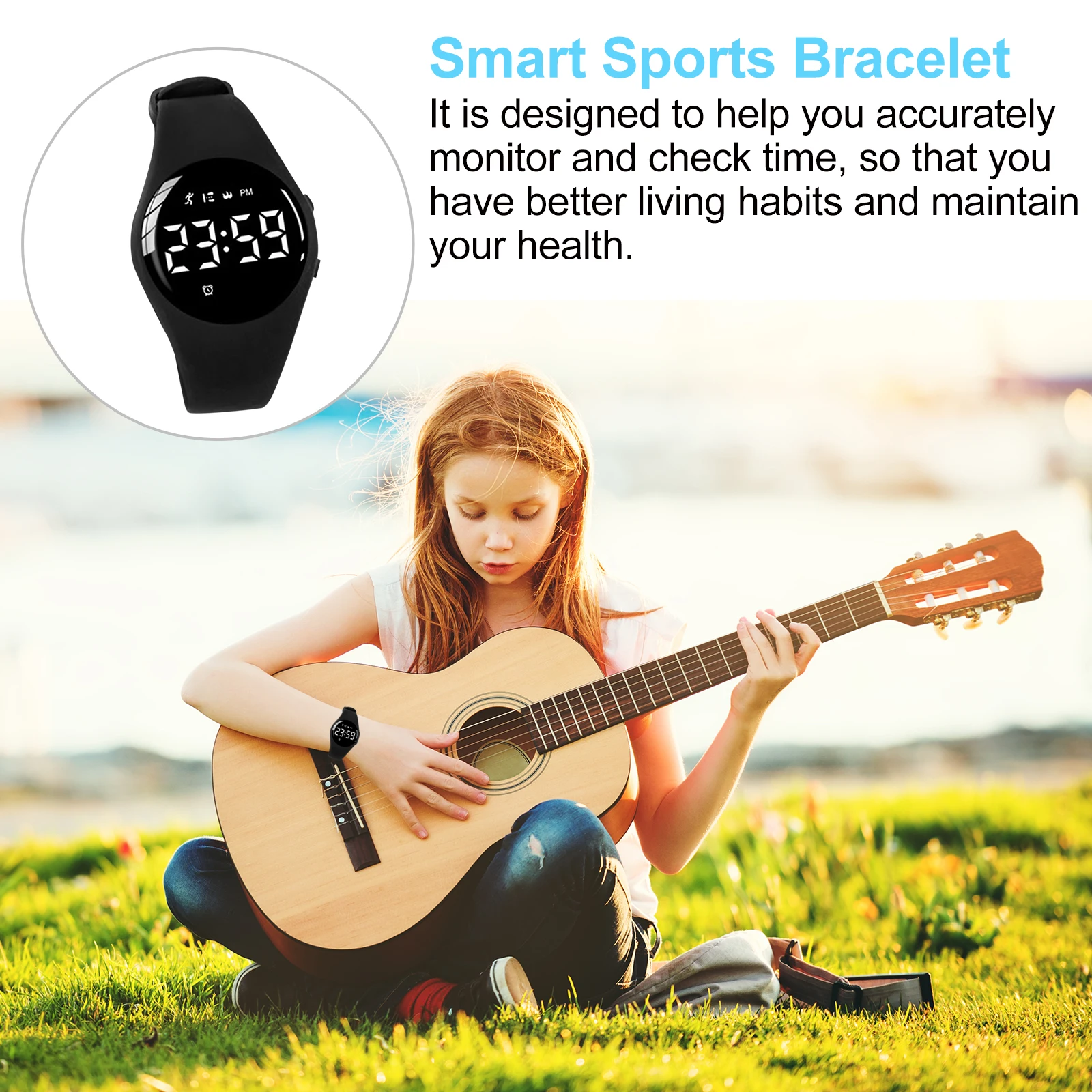 

1 pc Kids Smartwatch Waterproof Shockproof Sports Wristwatch Durable Silicone Comfortable Fitness Tracker Sleep Monitor Step