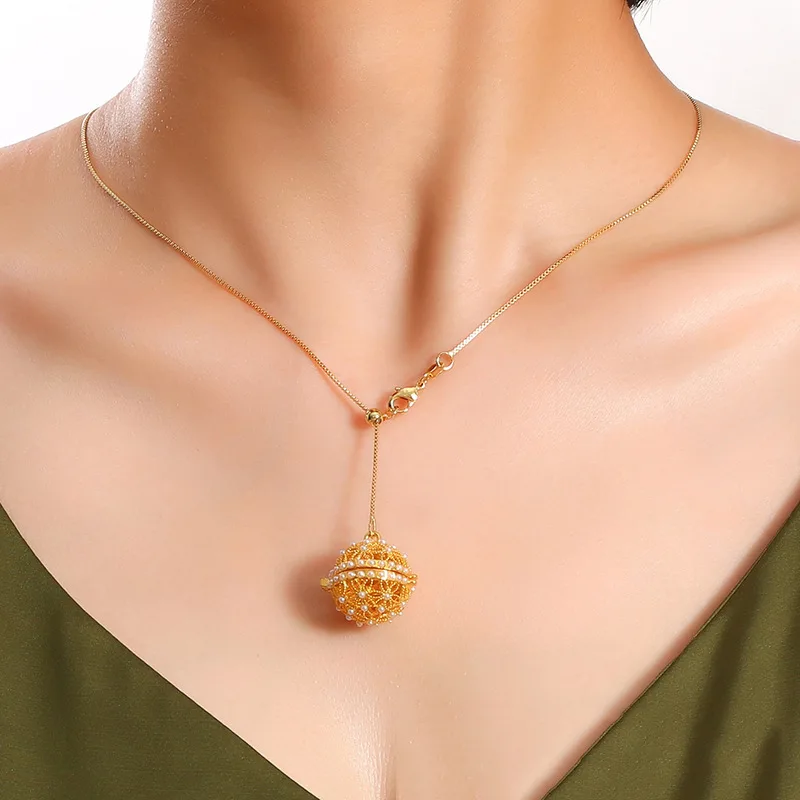 Mexican oil drop painting flower aromatherapy pendant essential oil diffuser necklace necklace palace style ladies necklace