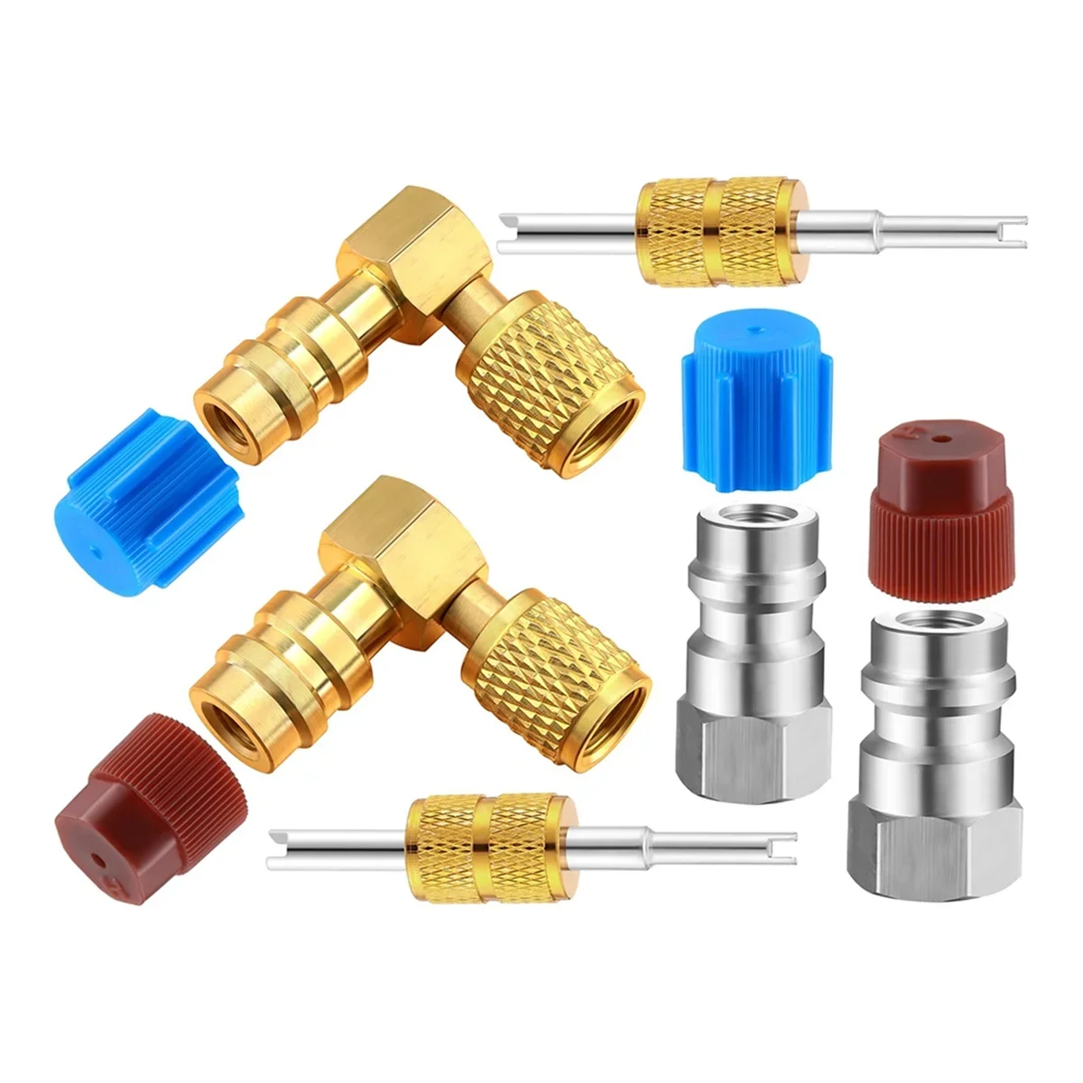 Kit adaptador de conversión montaje de CA R12 a R134A, válvula acoplamiento rápido A/C 90 °   Adaptador reequipamiento