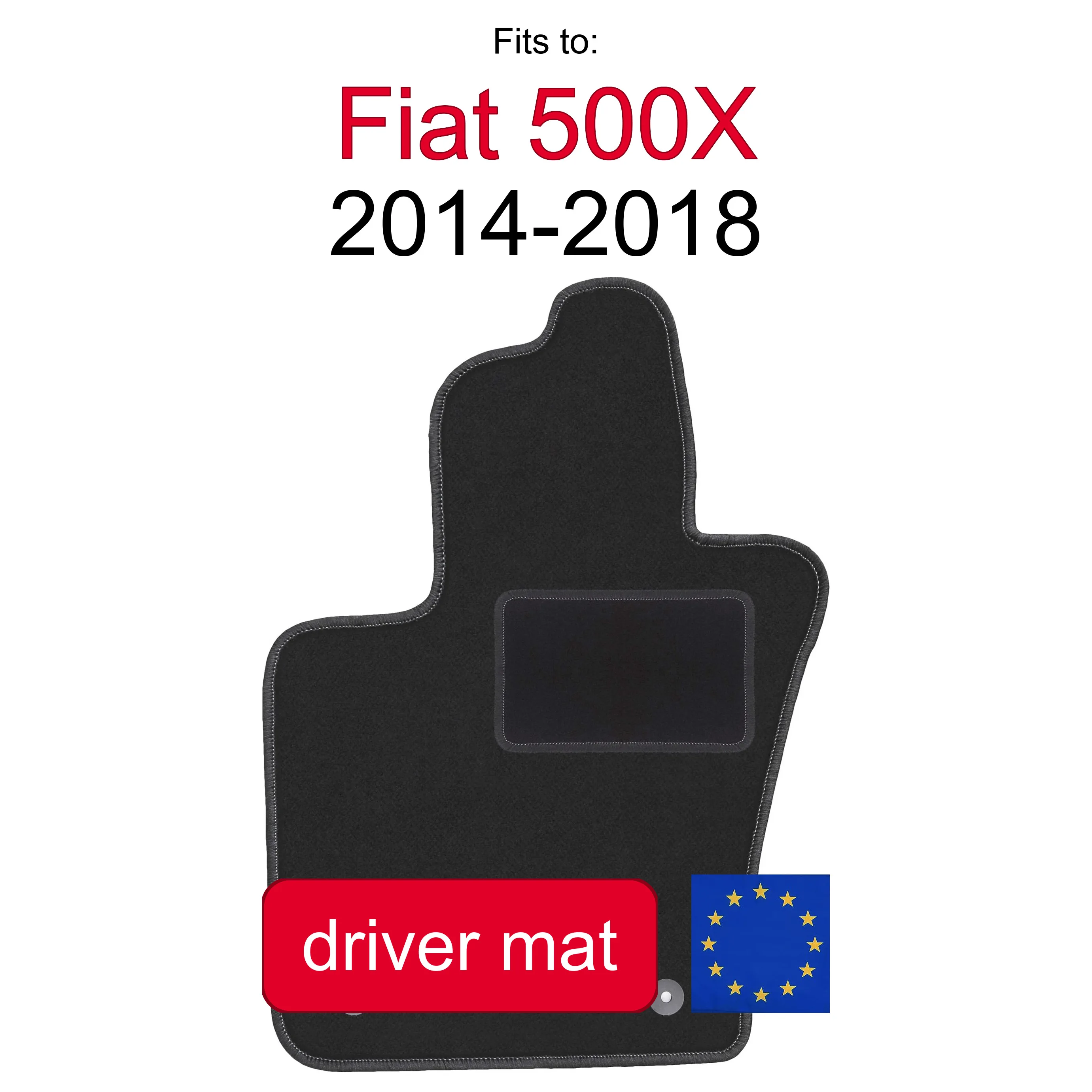 Tappetino in velluto per lato guida per Fiat 500X crossover (2014-2018) - colore grafite (1 pz)