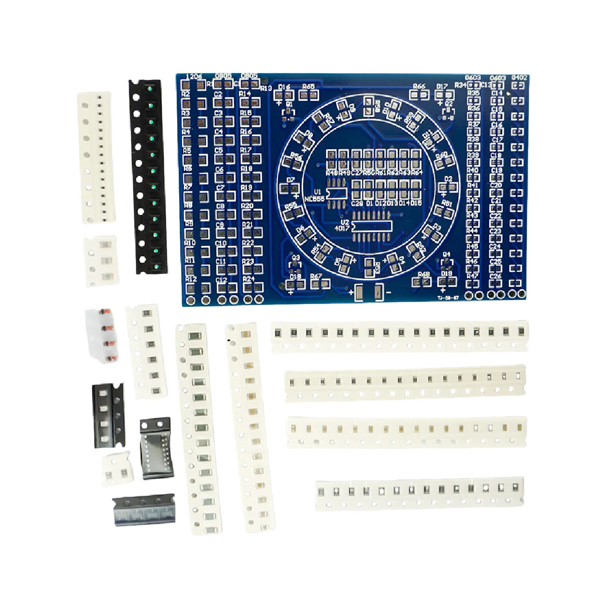 NE555 CD4017 Rotating Flashing LED SMD Soldering Practice Kit, Electronic Circuit DIY Training Board for STEM Learning
