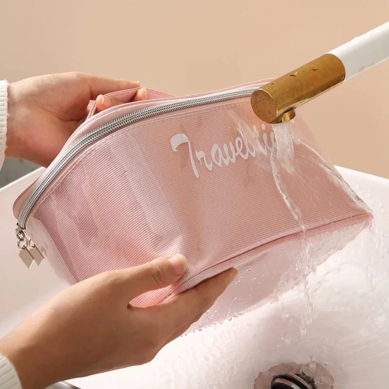New Waterproof Square Makeup Bag Portable Women Large Capacity Travel Toilet Bags TPU Jelly Cosmetic Storage Handbags